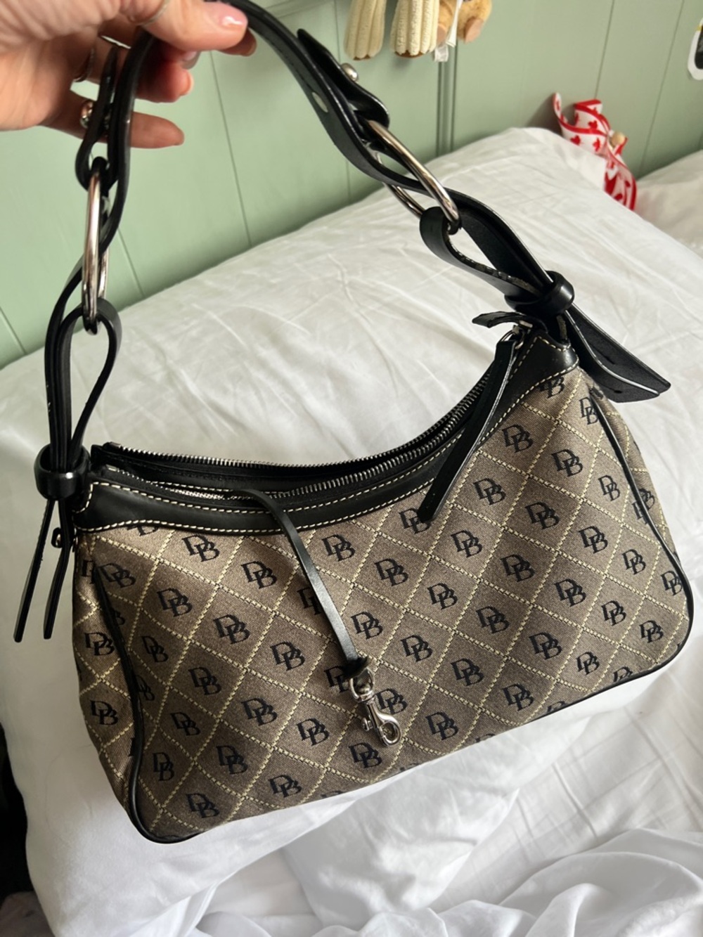 Dooney & Bourke Brown and Black Monogram Shoulder Bag